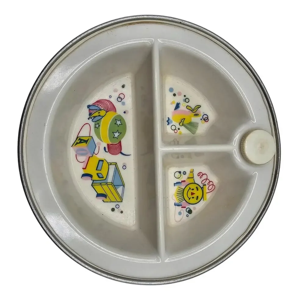 Vintage Excello Baby Food Warmer Divided Dish Nursery Decor/Camping/Collectors